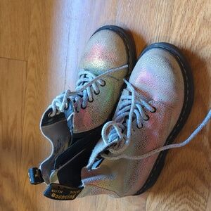 Dr. Martens Kids Shoes Size 12 Toddler in Silver and Black Suede